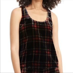 J.Crew Velvet Stewart Tartan Keyhole Holiday Tank size 2